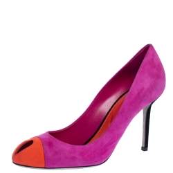 Pre Owned Sergio Rossi Bicolor Suede Leather Peep Toe Pumps Size 39.5