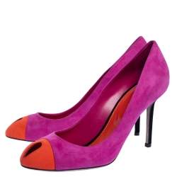 Pre Owned Sergio Rossi Bicolor Suede Leather Peep Toe Pumps Size 39.5