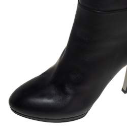 Pre Owned Sergio Rossi Black Leather Knee High Boots Size 38