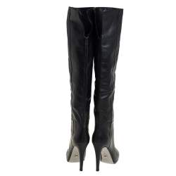 Pre Owned Sergio Rossi Black Leather Knee High Boots Size 38
