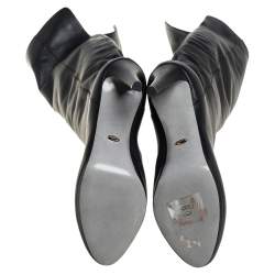 Pre Owned Sergio Rossi Black Leather Knee High Boots Size 38