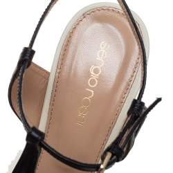 Pre Owned Sergio Rossi Beige And Black Leather T-Strap Platform Sandals Size 38
