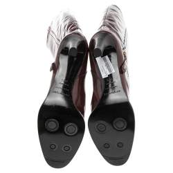 Pre Owned Sergio Rossi Burgundy Patent Leather Knee Length Boots Size 40.5