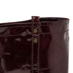 Pre Owned Sergio Rossi Burgundy Patent Leather Knee Length Boots Size 40.5
