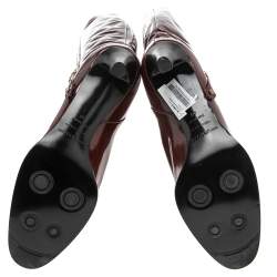 Pre Owned Sergio Rossi Burgundy Patent Leather Knee Length Boots Size 40