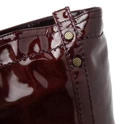 Pre Owned Sergio Rossi Burgundy Patent Leather Knee Length Boots Size 40