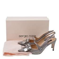 Pre Owned Sergio Rossi Multicolor Glitter Embellished Slingback Sandals Size 38