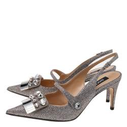 Pre Owned Sergio Rossi Multicolor Glitter Embellished Slingback Sandals Size 38