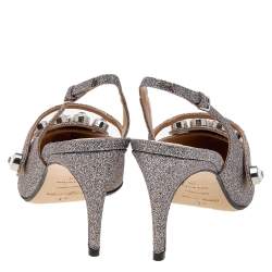 Pre Owned Sergio Rossi Multicolor Glitter Embellished Slingback Sandals Size 38