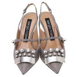 Pre Owned Sergio Rossi Multicolor Glitter Embellished Slingback Sandals Size 38