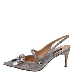 Pre Owned Sergio Rossi Multicolor Glitter Embellished Slingback Sandals Size 38