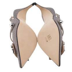 Pre Owned Sergio Rossi Multicolor Glitter Embellished Slingback Sandals Size 38