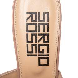 Pre Owned Sergio Rossi Beige Patent Leather Mule Sandals Size 40.5