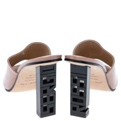 Pre Owned Sergio Rossi Beige Patent Leather Mule Sandals Size 40.5