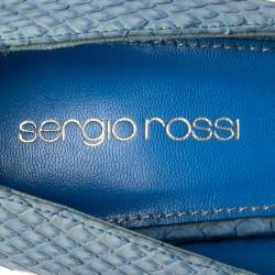 Pre Owned Sergio Rossi Blue Python Leather Peep Toe Buckle Embellished Pumps Size 38