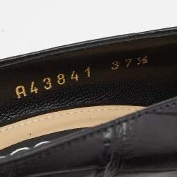 مملوكة مسبقًا Sergio Rossi Black Croc Embossed Leather Pointed Toe Pumps Size 37.5