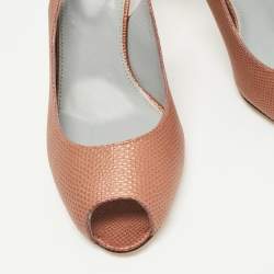 Pre Owned Sergio Rossi Metallic Brown Texture Leather Slingback Pumps Size 41