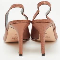 Pre Owned Sergio Rossi Metallic Brown Texture Leather Slingback Pumps Size 41