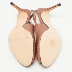 Pre Owned Sergio Rossi Metallic Brown Texture Leather Slingback Pumps Size 41