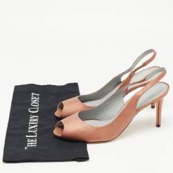 Pre Owned Sergio Rossi Metallic Brown Texture Leather Slingback Pumps Size 41