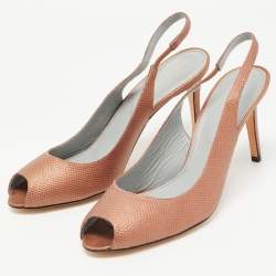 Pre Owned Sergio Rossi Metallic Brown Texture Leather Slingback Pumps Size 41