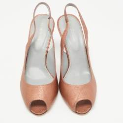 Pre Owned Sergio Rossi Metallic Brown Texture Leather Slingback Pumps Size 41