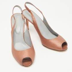 Pre Owned Sergio Rossi Metallic Brown Texture Leather Slingback Pumps Size 41