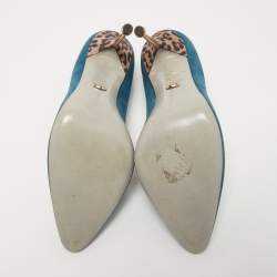 Pre Owned Sergio Rossi Blue Suede Pointed Toe Pumps Size 40