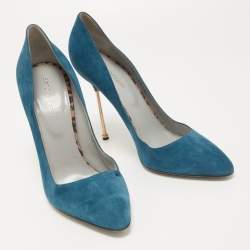 Pre Owned Sergio Rossi Blue Suede Pointed Toe Pumps Size 40