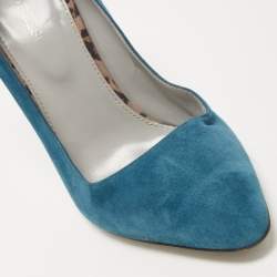 Pre Owned Sergio Rossi Blue Suede Pointed Toe Pumps Size 40