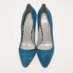 Pre Owned Sergio Rossi Blue Suede Pointed Toe Pumps Size 40