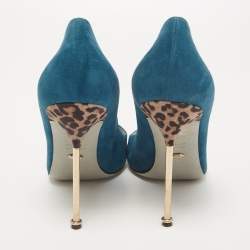 Pre Owned Sergio Rossi Blue Suede Pointed Toe Pumps Size 40