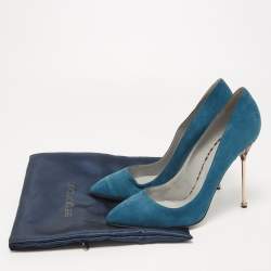 Pre Owned Sergio Rossi Blue Suede Pointed Toe Pumps Size 40