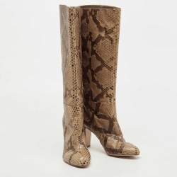 Pre Owned Sergio Rossi Brown Python  Knee Length Boots Size 41