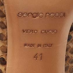 Pre Owned Sergio Rossi Brown Python  Knee Length Boots Size 41