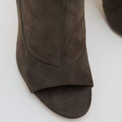Pre Owned Sergio Rossi Grey Suede Open Toe Ankle Booties Size 39