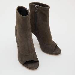 Pre Owned Sergio Rossi Grey Suede Open Toe Ankle Booties Size 39