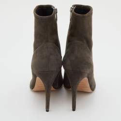 Pre Owned Sergio Rossi Grey Suede Open Toe Ankle Booties Size 39