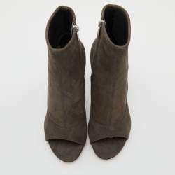 Pre Owned Sergio Rossi Grey Suede Open Toe Ankle Booties Size 39