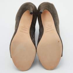 Pre Owned Sergio Rossi Grey Suede Open Toe Ankle Booties Size 39