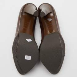 Pre Owned Sergio Rossi Brown Leather Platform Pumps Size 37.5