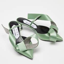 Sergio Rossi x Area Green Satin Marquise Mules Size 37.5