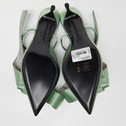 Sergio Rossi x Area Green Satin Marquise Mules Size 37.5