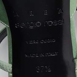 Sergio Rossi x Area Green Satin Marquise Mules Size 37.5