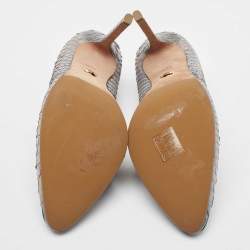 Pre Owned Sergio Rossi Grey Python Bow Loafer Pumps Size 38.5