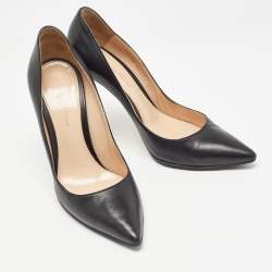 Sergio Rossi Black Leather Pointed Toe Pumps Size 37