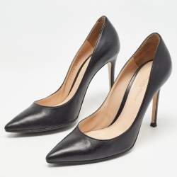 Sergio Rossi Black Leather Pointed Toe Pumps Size 37