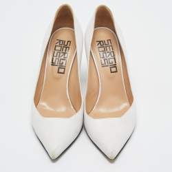 Sergio Rossi White Leather Logo Heel Pumps Size 36.5