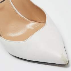 Sergio Rossi White Leather Logo Heel Pumps Size 36.5