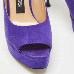 Sergio Rossi Purple Suede Open Toe Platform Pumps Size 35.5